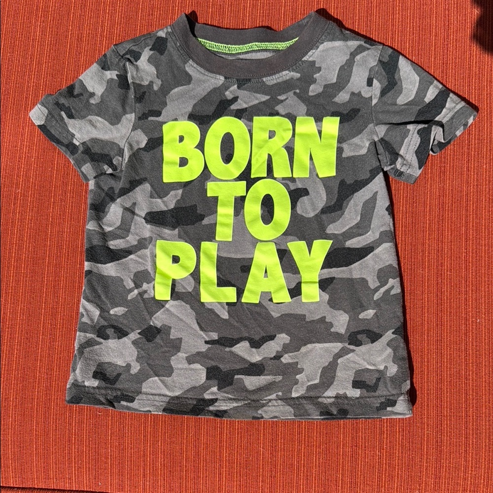 Carter's Gray Camo T-Shirt with Neon Yellow Print